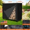 4FT Firewood Log Rack Cover Rectangular Wood Rack Cover 420D Oxford Fabric Waterproof Windproof UV Resistant Tear-resistant 48x24x42in Black