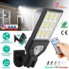 Solar wall light with 9 COB LEDs, PIR motion sensor, remote control, wireless design, and IP45 waterproof for garage, front door, and garden.