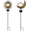Solar Powered Sun Stake Lamp IP54 Waterproof Crackle Glass Globe Garden Yard Lights