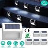 6 Pack Solar Step Lights Stainless Steel LED Outdoor Deck and Fence Lights for Garden, Backyard, Patio, Stairs, and Walls.