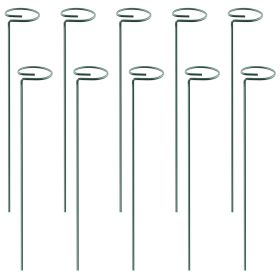 10 Pack 10 Inch Plant Support Stakes with Iron Support Rings for Tomatoes, Orchids, Lilies, Roses, and Flower Plants.