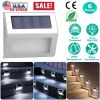 6 Pack Solar Step Lights Stainless Steel LED Outdoor Deck and Fence Lights for Garden, Backyard, Patio, Stairs, and Walls.