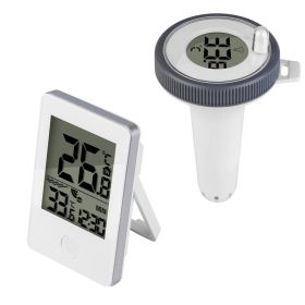 Wireless Floating Pool Thermometer with Digital Indoor Display, IP68 Waterproof, 196FT Range for Pools, Ponds, and Aquariums.