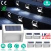6 Pack Solar Step Lights Stainless Steel LED Outdoor Deck and Fence Lights for Garden, Backyard, Patio, Stairs, and Walls.