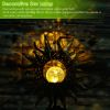 Solar Powered Sun Stake Lamp IP54 Waterproof Crackle Glass Globe Garden Yard Lights