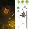 Solar watering can string light with hollow LED design, decorative fairy stake light for garden, pathway, yard, lawn, patio, and landscape.