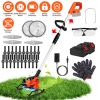 Cordless Grass Trimmer With Wheels 2Pcs 3.0Ah Batteries Rechargeable Handhold Lawn Mower With 3 Types of Blades Head Angle Adjustable Lightweight for