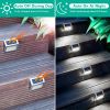 6 Pack Solar Step Lights Stainless Steel LED Outdoor Deck and Fence Lights for Garden, Backyard, Patio, Stairs, and Walls.