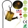 Solar watering can string light with hollow LED design, decorative fairy stake light for garden, pathway, yard, lawn, patio, and landscape.