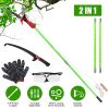 2 In 1 Extra Long Manual Pole Saw 8.23-15.12FT Extendable Tree Pruner for High Branches with Pruner Scissors 2 Double-hooked Saw Blades Goggles Gloves