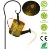 Solar watering can string light with hollow LED design, decorative fairy stake light for garden, pathway, yard, lawn, patio, and landscape.