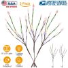 3 Pack 60 LED Solar Garden Lights with tree branch leaf design, IP65 waterproof decorative lights for outdoor garden, lawn, patio, and decking.