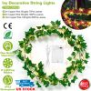 Artificial Ivy Battery Powered String Lights 360Pcs Leaves 100Pcs LED Beads Fake Leaf Fairy Lamps DIY Decorative Night Light For Wedding Kitchen Wall