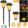 2 Pack Solar Flame Torch Lights, IP65 Waterproof Flickering Flame Stake Lamps for Garden, Pathway, Yard, and Landscape Decoration.