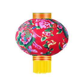 Traditional Painted Flowers Chinese Cloth Lantern Hanging Decorative Lantern for Spring Festival Home and Garden Decor
