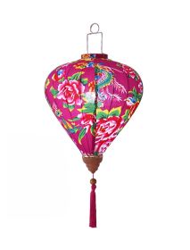 Creative Chinese Cloth Lantern Colorful Home Garden Hanging Decor Decorative Lampshade 14" , Rose red flowers