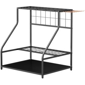 3-Tier Yard Tool Storage Rack, Garden Tool Organizer with Hooks