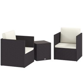 3 Piece Patio Furniture Set with Washable Cushions, Adjustable Feet, and Glass Coffee Table
