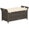 Large Wicker Storage Bench Outdoor Patio Seat with Waterproof Storage