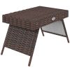 Folding Side Table Hand Woven PE Rattan Coffee Table for Outdoor Patio
