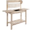 Natural Wooden Garden Potting Bench with Storage Shelf Outdoor Work Table