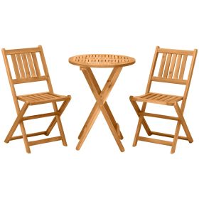 3-Piece Patio Bistro Set Folding Acacia Wood – Outdoor Square Table & 2 Chairs set