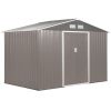 9 x 6 FT Metal Storage Shed with Foundation and Sliding Doors