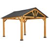 11x13 FT Hardtop Gazebo with Wooden Frame Metal Roof