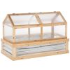 Raised Garden Bed with Polycarbonate Greenhouse 48x24x32 Natural Wood Cold Frame