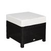 20 Inch PE Rattan Outdoor Ottoman Footrest with Cushion Steel Frame