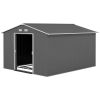 11x9 FT Metal Storage Shed with Double Sliding Doors Gray