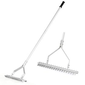 20 Inch Aluminum Lawn Soil Rake with Long Handle