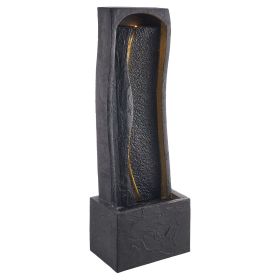 VEVOR 38.58 Inch Outdoor Water Fountain Rock Base Waterfall Fountain with LED Light and Pump for Garden Patio Decor