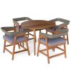 5 Piece Patio Dining Set Cushions PE Rattan Backrest Outdoor Garden Backyard Furniture