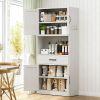 71 Inch White Steel Cabinet with Countertop and Adjustable Shelves