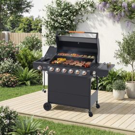 6 Burner Propane Gas BBQ Grill with Side Burner