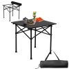 Black Camping Roll Table Carbon Steel Square Tube Frame Heavy Duty Portable Folding Table
