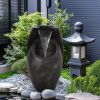Backyard Water Fountain – 21.5' Tall Floor Standing Fountain, Indoor/Outdoor Modern Two-Tier Waterfall for Garden, Patio, or Yard Décor