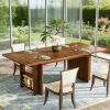 Farmhouse Wooden Dining Table with Storage Shelves Seats 6 to 8