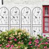 4 Pack Metal Garden Trellis Rustproof Climbing Plant Support Black Decorative Outdoor Panels