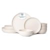12 Piece Stoneware Dinnerware Set Plates and Bowls Microwave Dishwasher Safe Stackable Matte Glaze Kitchenware