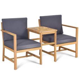 3-in-1 Acacia Wood Loveseat with Detachable Coffee Table – Space-Saving Sofa Set