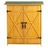 Wooden Outdoor Storage Shed Lockable Door Detachable Shelves Garden Tool Shed