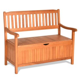 33 Gallon Wooden Storage Bench with Liner Patio Garden Porch Storage Seat Bench