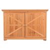 Fir Wooden Outdoor Storage Cabinet with Double Doors Garden Shed