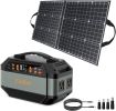 GOFORT 330W Portable Power Station 299Wh Solar Generator Backup Battery Compatible 100W Solar Panel Foldable Charger