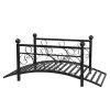 102cm Garden Iron Bridge with Round Ball Handrail Black