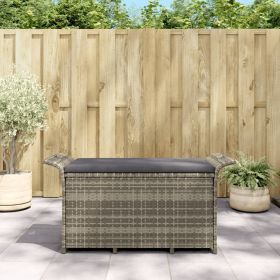 Medium Grey PE Rattan Garden Bench Outdoor Patio Seating Bench