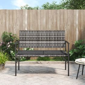 Grey PE Rattan Garden Bench 2 Seater Outdoor Patio Seating