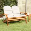 Natural Wood Garden Bench Cream White Outdoor Patio Seating Bench